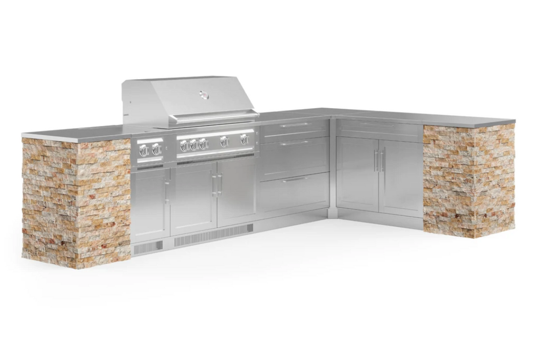 NEWAGE Outdoor Kitchen Signature Series 14 Piece Cabinet Set with Side Burner and Grill 69577