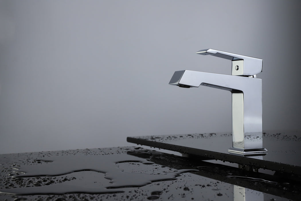 Lexora Labaro Brass Single Hole Bathroom Faucet, Chrome Finish
