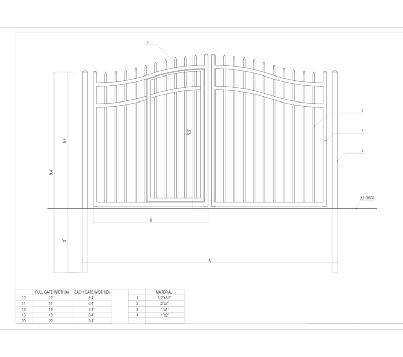 Aleko Steel Dual Swing Driveway Gate With Built-In Pedestrian Door- Vienna Style 14 x 7 Feet