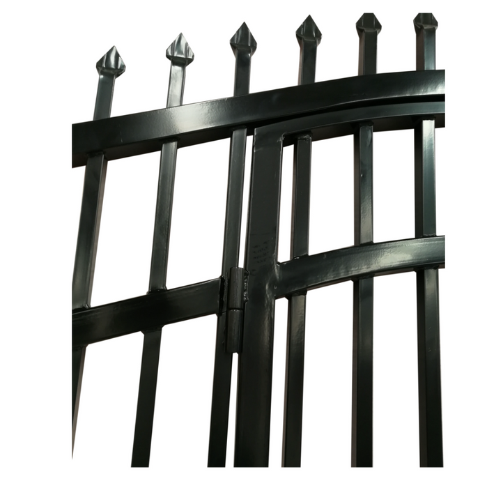 Aleko Steel Dual Swing Driveway Gate With Built-In Pedestrian Door- Vienna Style 12 x 7 Feet