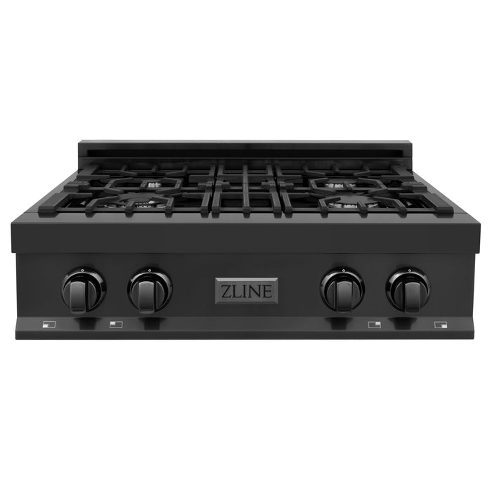 ZLINE 30" Porcelain Gas Stovetop in Black Stainless Steel with 4 Gas Burners (RTB-30)