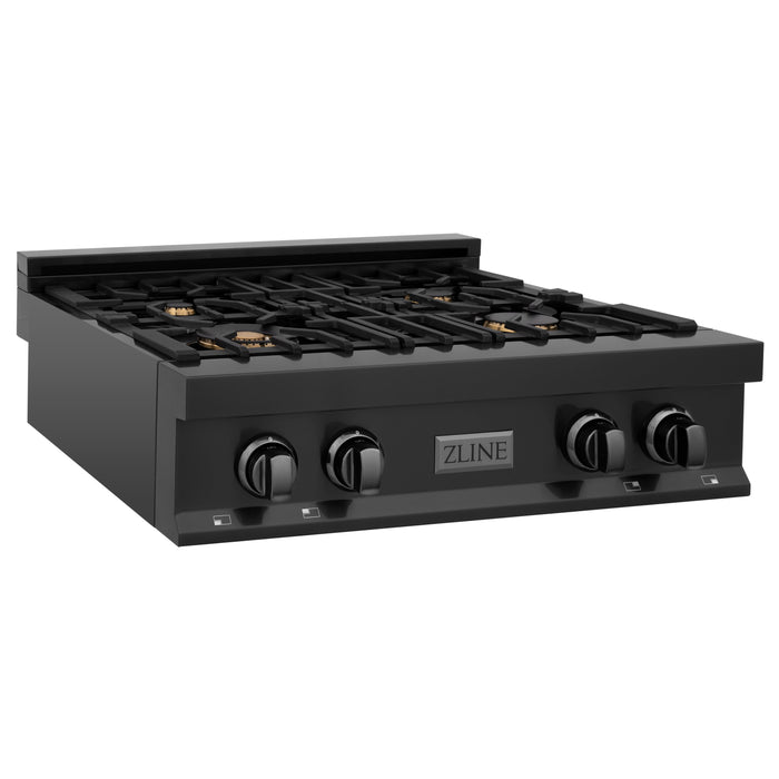 ZLINE 30" Porcelain Gas Stovetop in Black Stainless Steel with 4 Gas Burners (RTB-30)
