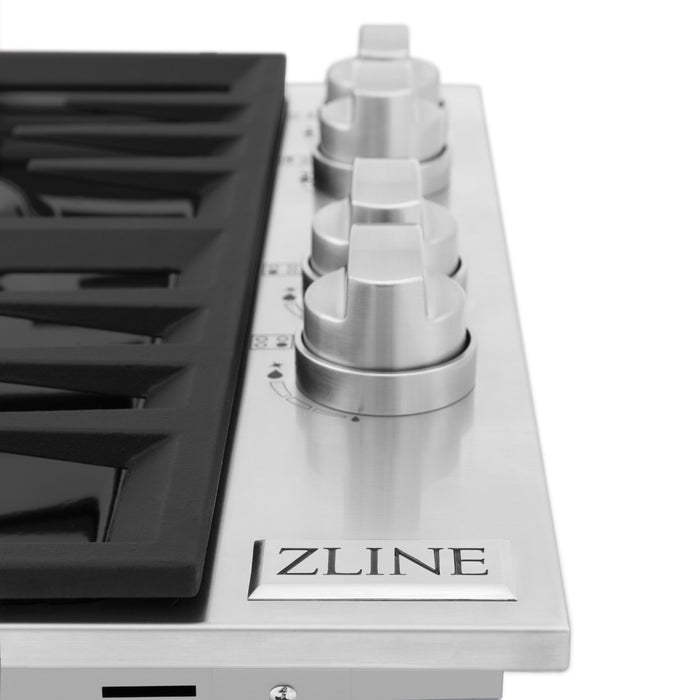 ZLINE 30" Dropin Gas Stovetop with 4 Gas Burners and Black Porcelain Top (RC30-PBT)