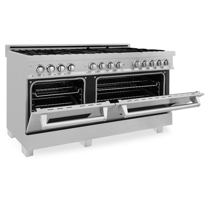 ZLINE 60" 7.4 cu. ft. Dual Fuel Range with Gas Stove and Electric Oven in DuraSnow® Stainless Steel (RAS-SN-60)