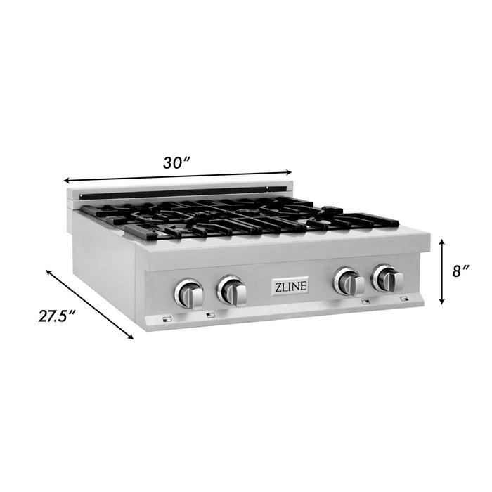 ZLINE 30" Porcelain Gas Stovetop in DuraSnow® Stainless Steel with 4 Gas Burners (RTS-30)